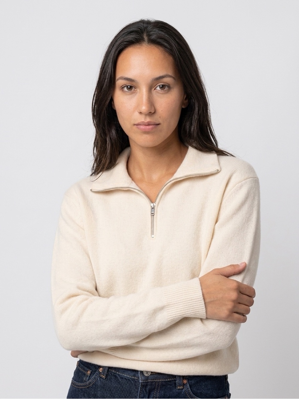 ๐ค Sandro Cream Quarter-Zip Sweater